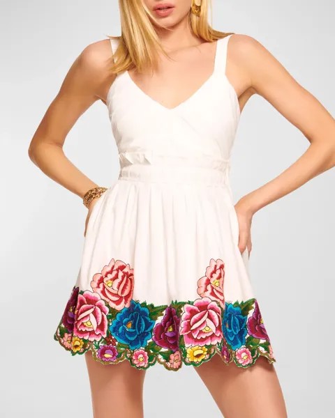 Мини-платье Marian с цветочной вышивкой Ramy Brook, цвет White Garden