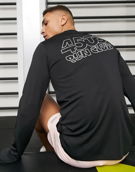 Лонгслив для бега со светоотражающим принтом на спине ASOS 4505-Черный