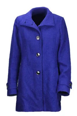 Kenneth Cole Миниатюрное синее пальто с пряжкой и воротником-стойкой 14P