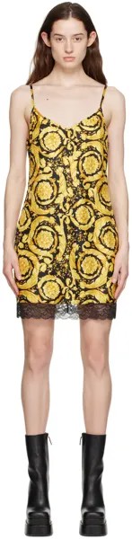 Черно-золотое мини-платье Barocco Versace Underwear