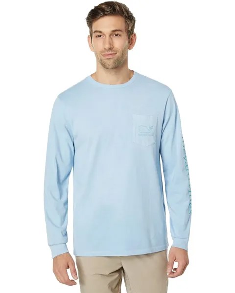 Футболка Vineyard Vines Long Sleeve Vintage Whale Pocket Tee, цвет Jake Blue