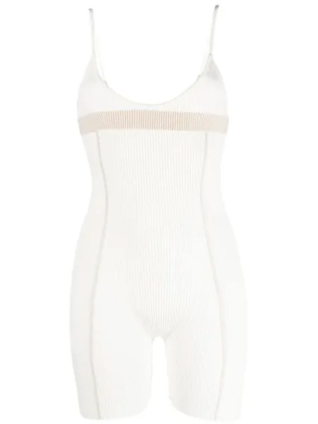 Jacquemus комбинезон в рубчик со вставками, белый
