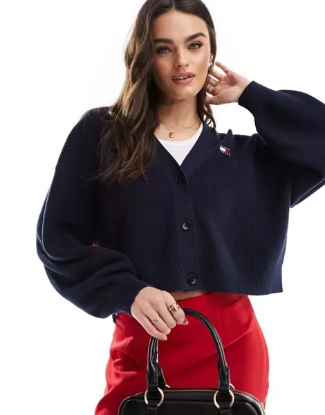 Темно-синий кардиган с нашивкой-флагом Tommy Jeans
