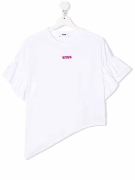 MSGM Kids футболка асимметричного кроя с оборками