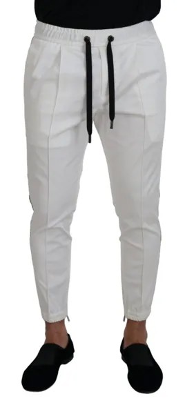 DOLCE - GABBANA Брюки Белые хлопковые брюки-джоггеры с логотипом DG IT46/W32/S 1200usd