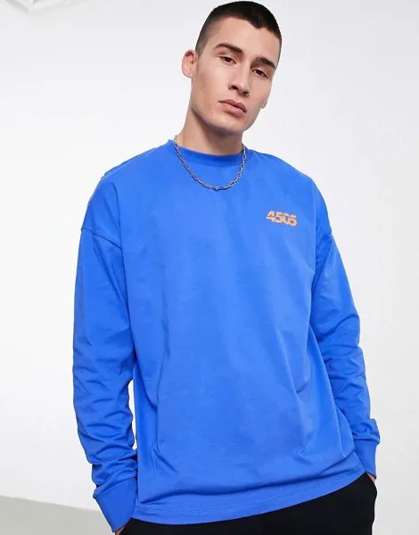 Oversized-лонгслив с принтом на спине ASOS DESIGN 4505-Голубой