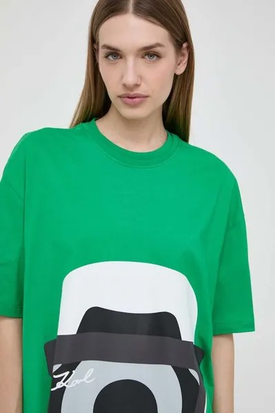 Хлопковая футболка из коллаборации с Darcel Disappoints Karl Lagerfeld, зеленый