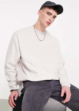 Oversized-свитшот из флиса с разрезами по бокам ASOS DESIGN-Светло-бежевый цвет