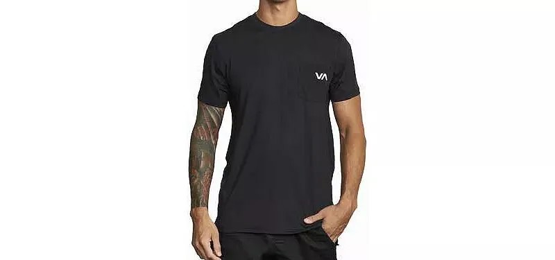 Rvca Мужская спортивная футболка с рукавами-рубашкой и вентиляционными отверстиями, черный