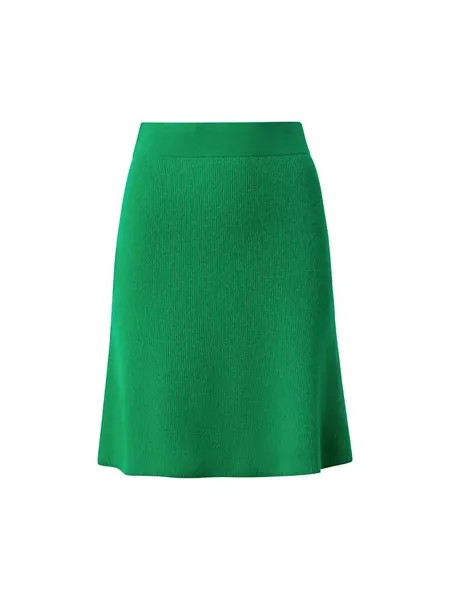 Мини-юбка из смесовой шерсти ребристой вязки Akris Punto, зеленый
