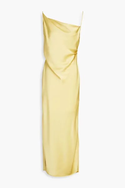 Атласное платье-комбинация миди Lennie со сборками Nanushka, желтый