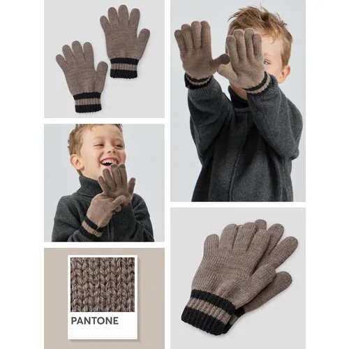 Перчатки Happy Baby, размер 15, бежевый, черный