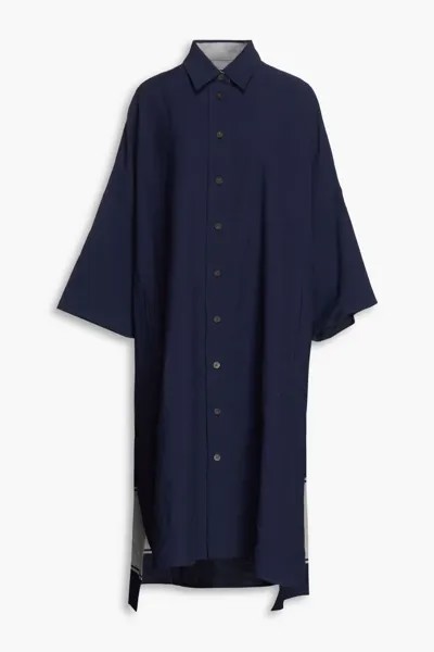 Платье-рубашка миди из твила из смеси хлопка и льна оверсайз с принтом Joseph, темно-синий