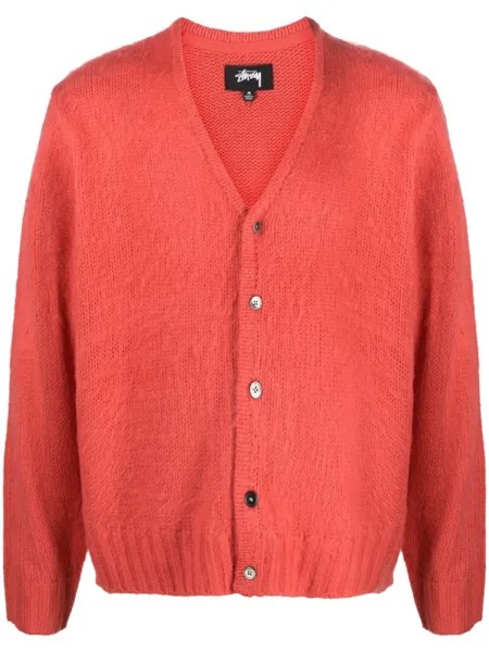 Stüssy кардиган с V-образным вырезом, красный