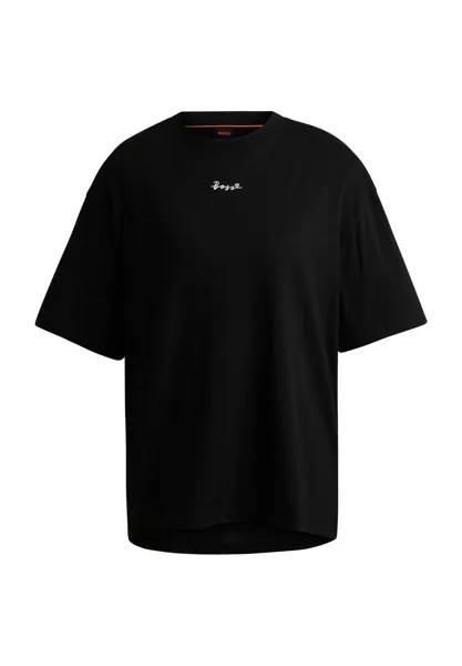 Футболка с вышивкой логотипа, женская Hugo Boss, черный