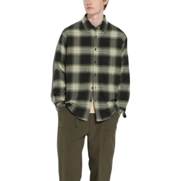 Рубашка унисекс зеленая Uniqlo, зеленый