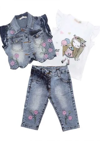 Baby Rose Комплект для девочки жилет, футболка, джинсы 3368