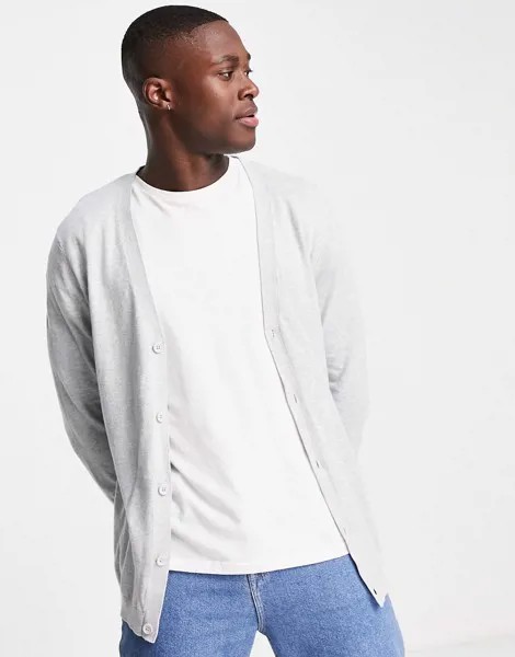 Серый кардиган из хлопкового трикотажа ASOS DESIGN