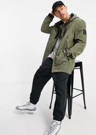 Куртка цвета хаки из рипстопа с эффектом мокрой ткани Marshall Artist-Зеленый цвет