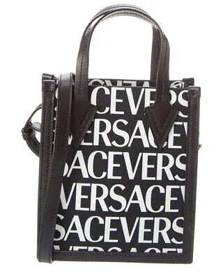Женская сумка-тоут Versace Allover Logo из ткани и кожи, черная
