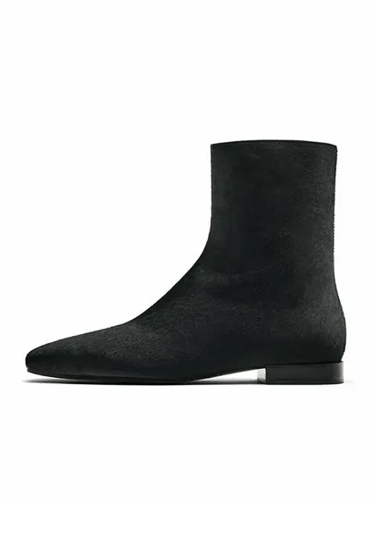 Ботильоны SQUARE TOE FLAT Massimo Dutti, черный