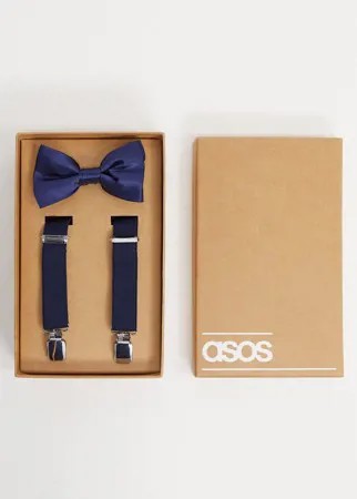 Темно-синие подтяжки и галстук-бабочка ASOS DESIGN-Темно-синий