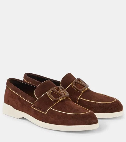 Замшевые мокасины Leisure Flows VLogo Signature Valentino Garavani, цвет fondant/antique brass