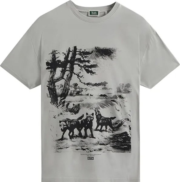 Футболка Kith For AMNH Wolves Vintage Tee 'Concrete', серый