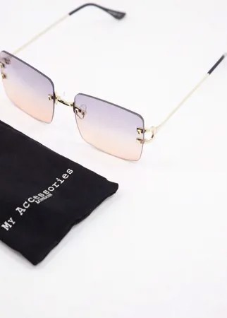 Квадратные солнечные очки без оправы с двухцветными линзами My Accessories London-Multi