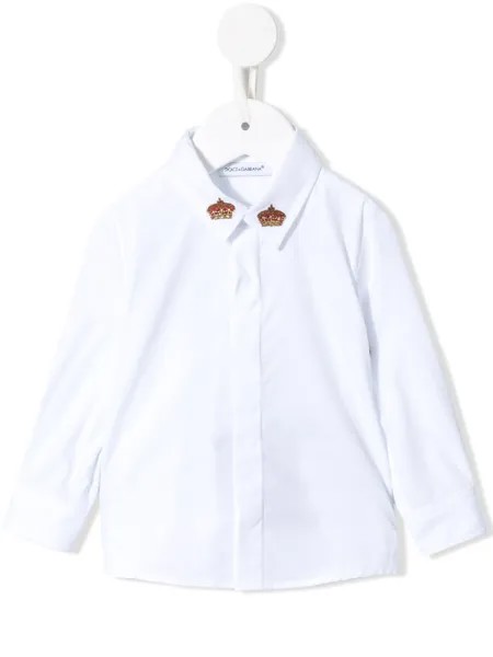 Dolce & Gabbana Kids рубашка с длинными рукавами и вышивкой
