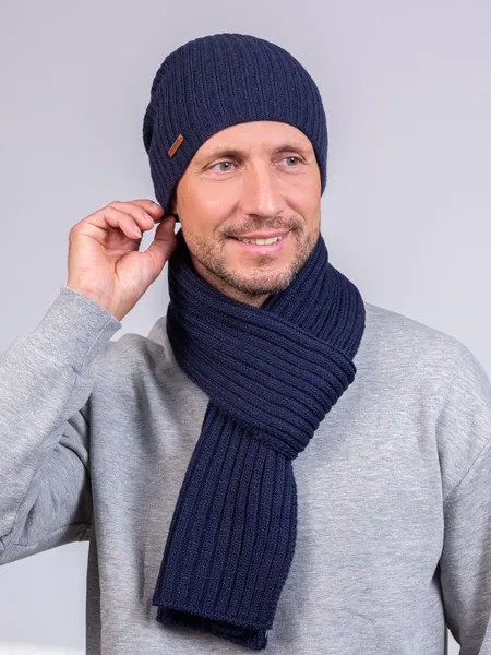 Комплект (шапка+шарф) мужской Fomas M453F453 темно-синий р.56-58 см