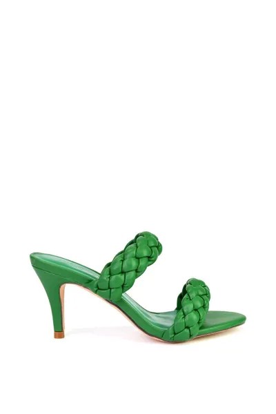 Босоножки 'Marsha' с плетеными ремешками и квадратным носком, туфли-мюли на среднем высоком каблуке XY London, зеленый