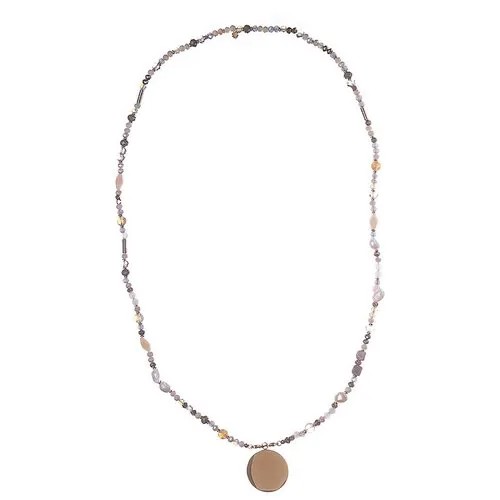 Колье Moon Paris, с агатом,жемчугом и стеклянными бусинами, Mo-22.10-068 бежевый