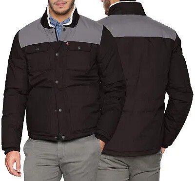 Мужская куртка-пуховик, смешанная техника, стеганая рубашка с хвостом, двухцветное пальто для работы Levis