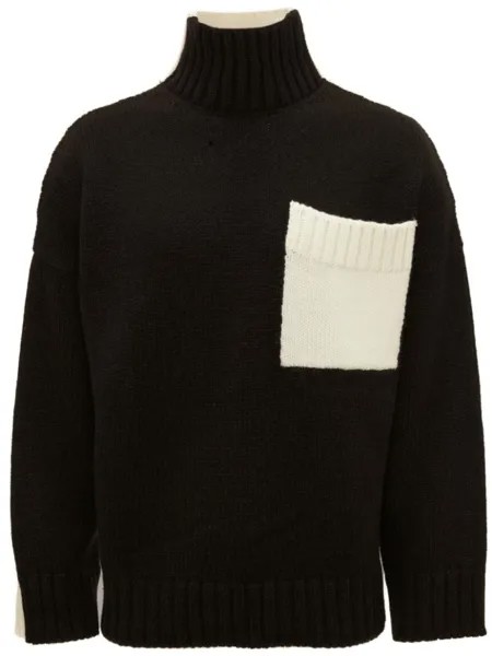 JW Anderson джемпер с высоким воротником и вышитым логотипом, черный