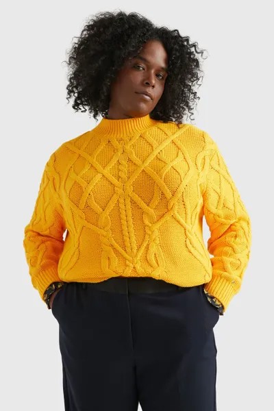 Желтый свитер свободного кроя Curve из ткани косой вязки Tommy Hilfiger, желтый