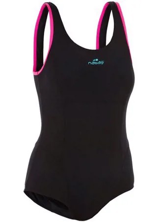 Купальник слитный для аквагимнастики женский черно-розовый Mika, размер: 40, цвет: Черный/Розовый NABAIJI Х Декатлон
