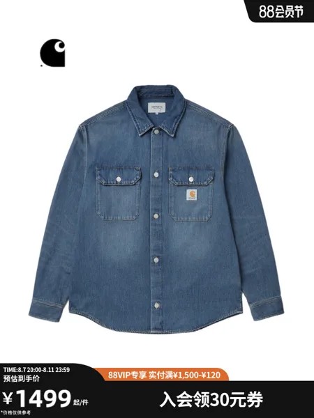 Куртка-рубашка Carhartt WIP с карманами и логотипом, синий