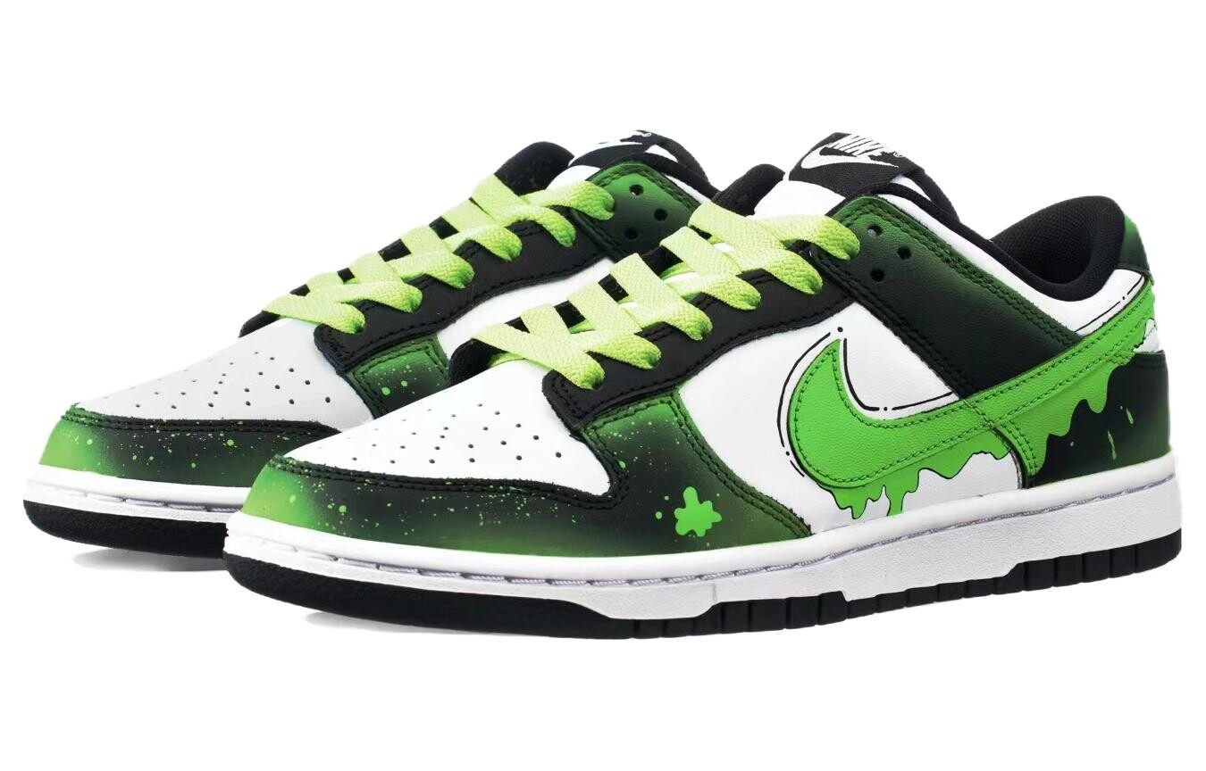 Кроссовки Nike Dunk Skateboarding Shoes Unisex Low-top Black/White/Green, зеленый