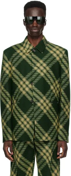 Зеленый пиджак в клетку Burberry, цвет Primrose IP check