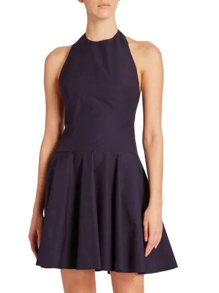 Расклешенное хлопковое платье без рукавов Alaïa, цвет Marine