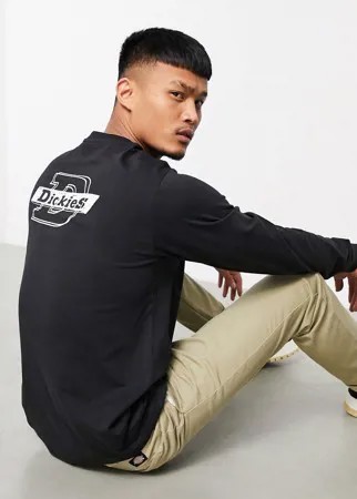 Черный лонгслив с принтом на спине Dickies D