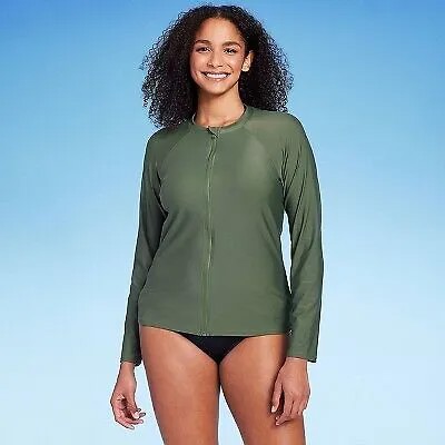 Рашгард UPF 50 Full Zip Mock Neck Rash Guard для женщин - Kona Sol Olive Green L