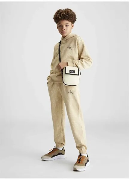 Бежевые мужские спортивные штаны с резинкой SECOND SKIN AOP JOGGER Calvin Klein, бежевый