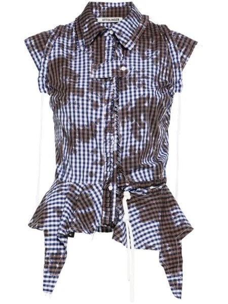 Топ без рукавов с оборками в клетку Gingham Ottolinger, синий
