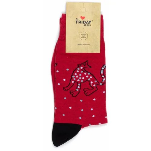 Носки St. Friday Носки с рисунками St.Friday Socks x Антон тут рядом, размер 42-46, черный, красный