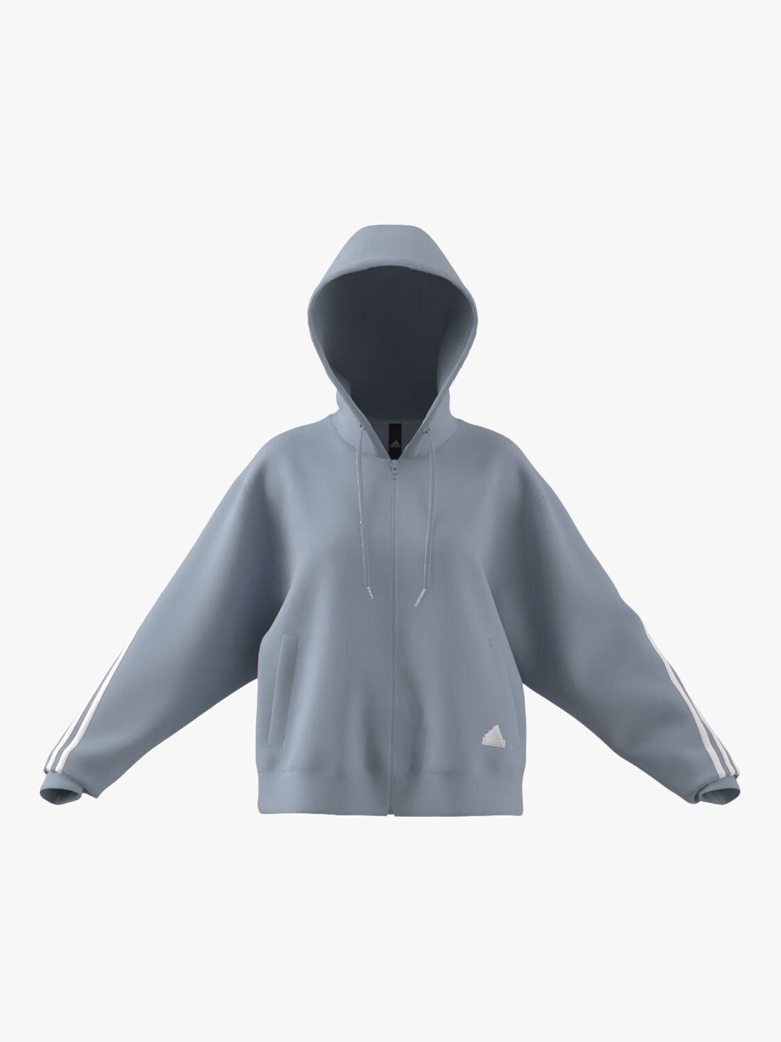 Adidas Sportswear Future Icons Худи с тремя полосками и молнией во всю длину, цвет Wonder Blue