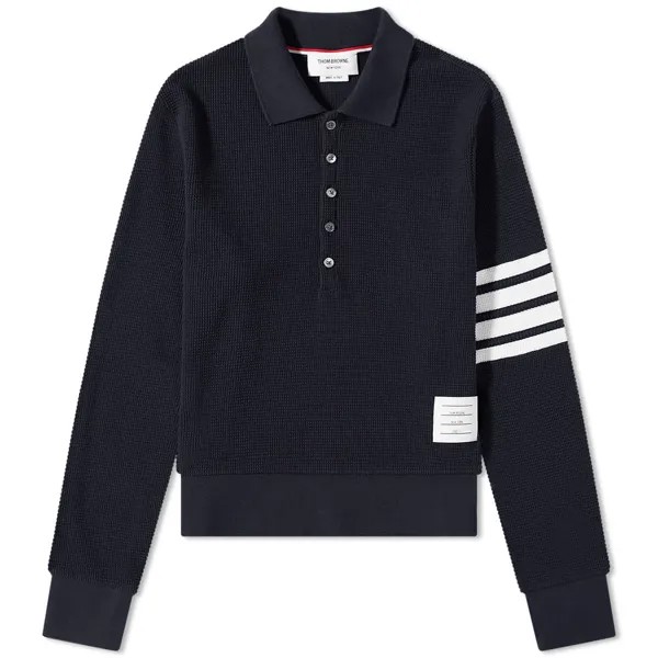 Футболка Thom Browne Long Sleeve 4 Bar Striped Waffle Polo