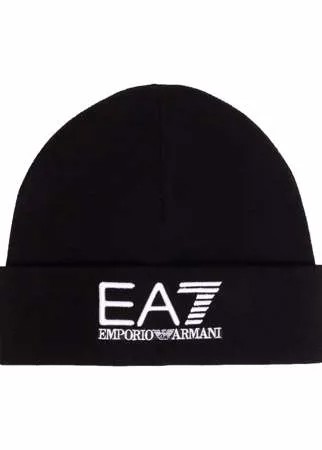 Ea7 Emporio Armani шапка бини с вышитым логотипом
