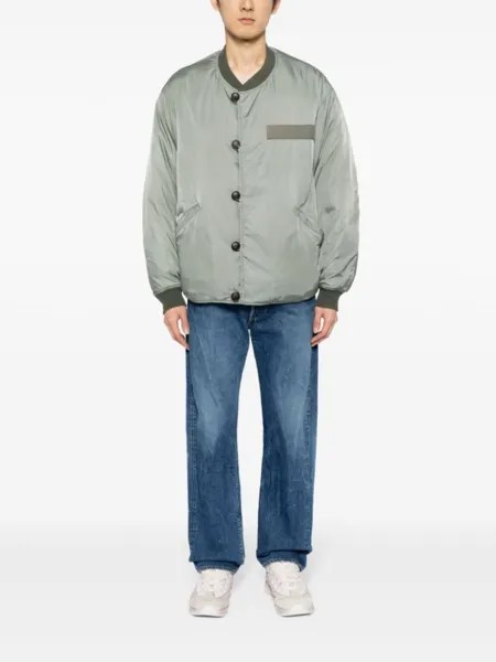 Visvim бомбер-пуховик с воротником, зеленый